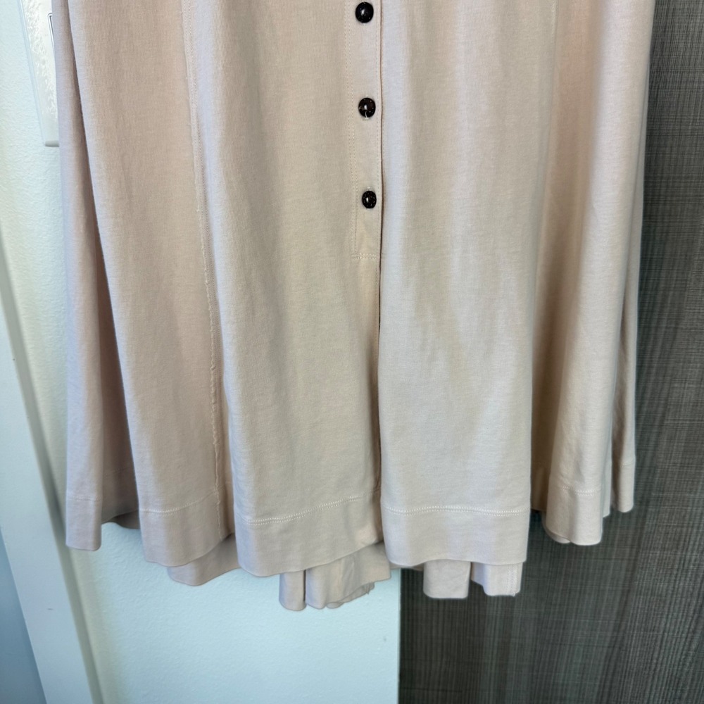 Free People FP Beach Beige Jackie Midi Skirt Button Up A-Line Cotton Size Small - Picture 5 of 10